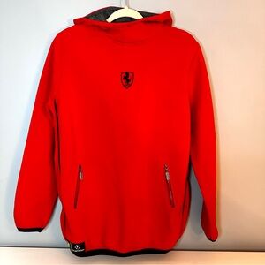 PUMA FERRARI Hoodie, Red & Black, Fleece Lined, Zip Pockets, Size XXL
